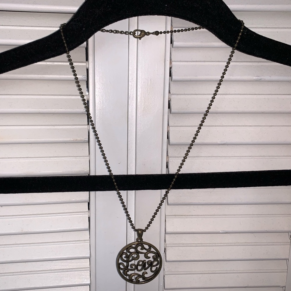 Abstract Heart Love Brass Necklace